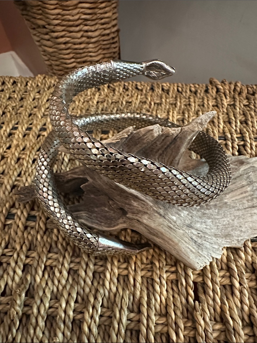 Vintage Whiting & Davis silver mesh snake choker wrap necklace or bracelet - Picture 8 of 13